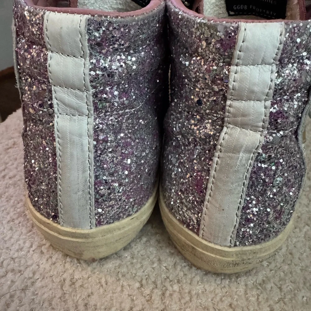 Golden Goose Pink and Silver Glitter Sneakers - Picture 6 of 10